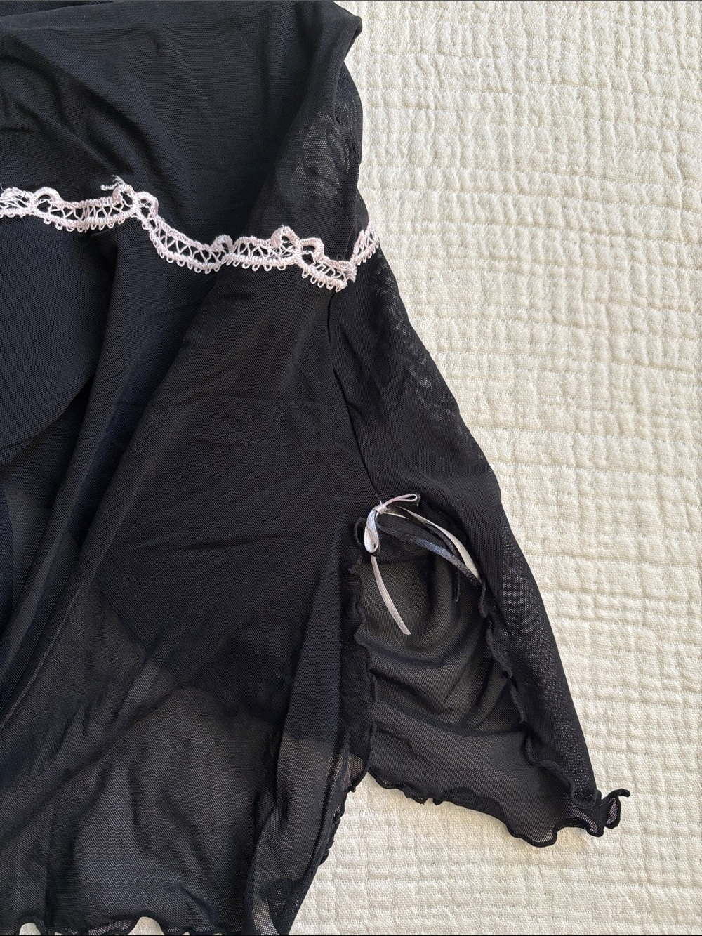 Vintage black coquette fairy bow babydoll lace trim chemise - Picture 5 of 5